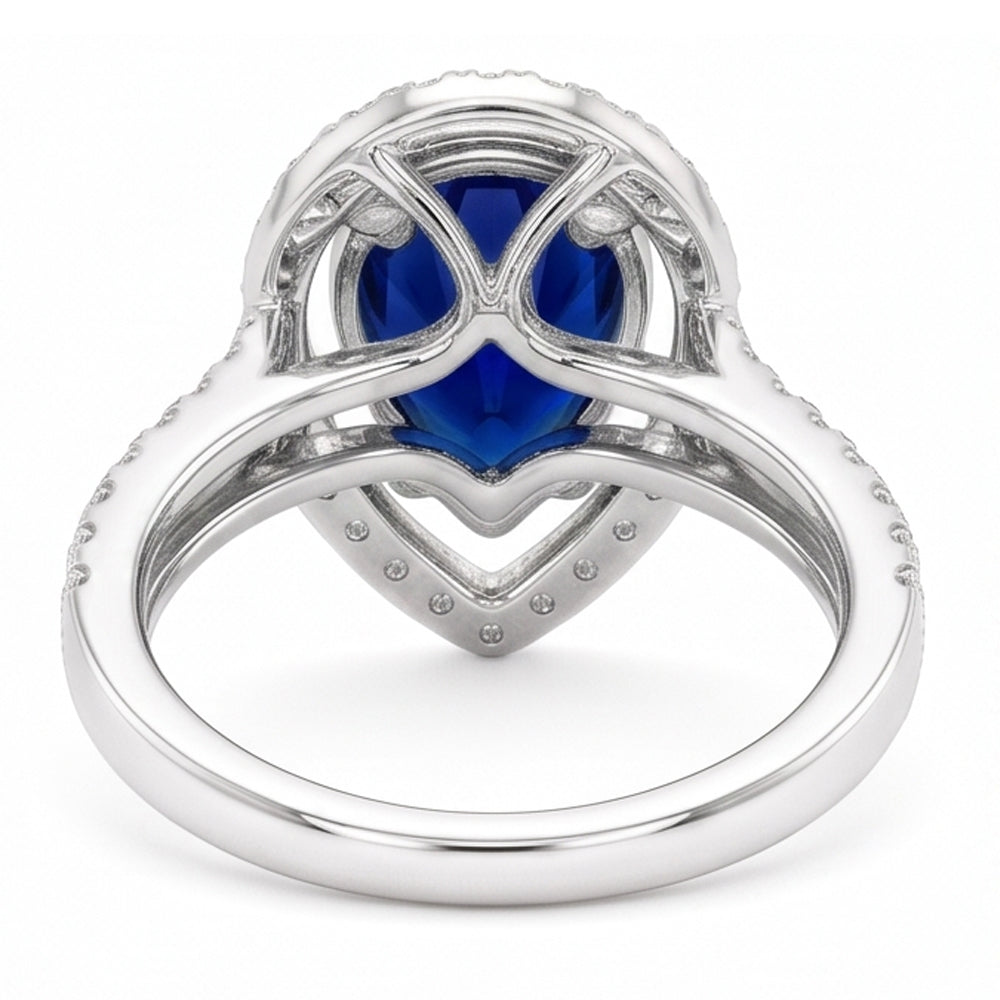 Natural Sapphire Ring 4ct - White Gold 14K