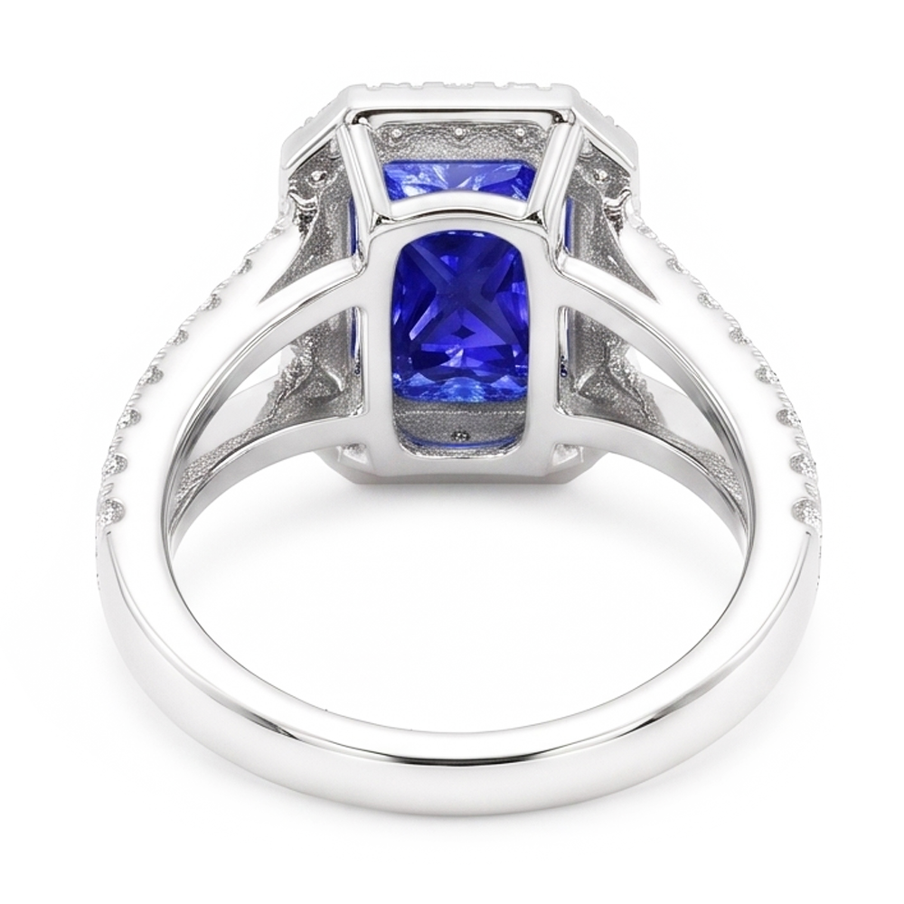 Natural Sapphire Ring 4ct - White Gold 14K