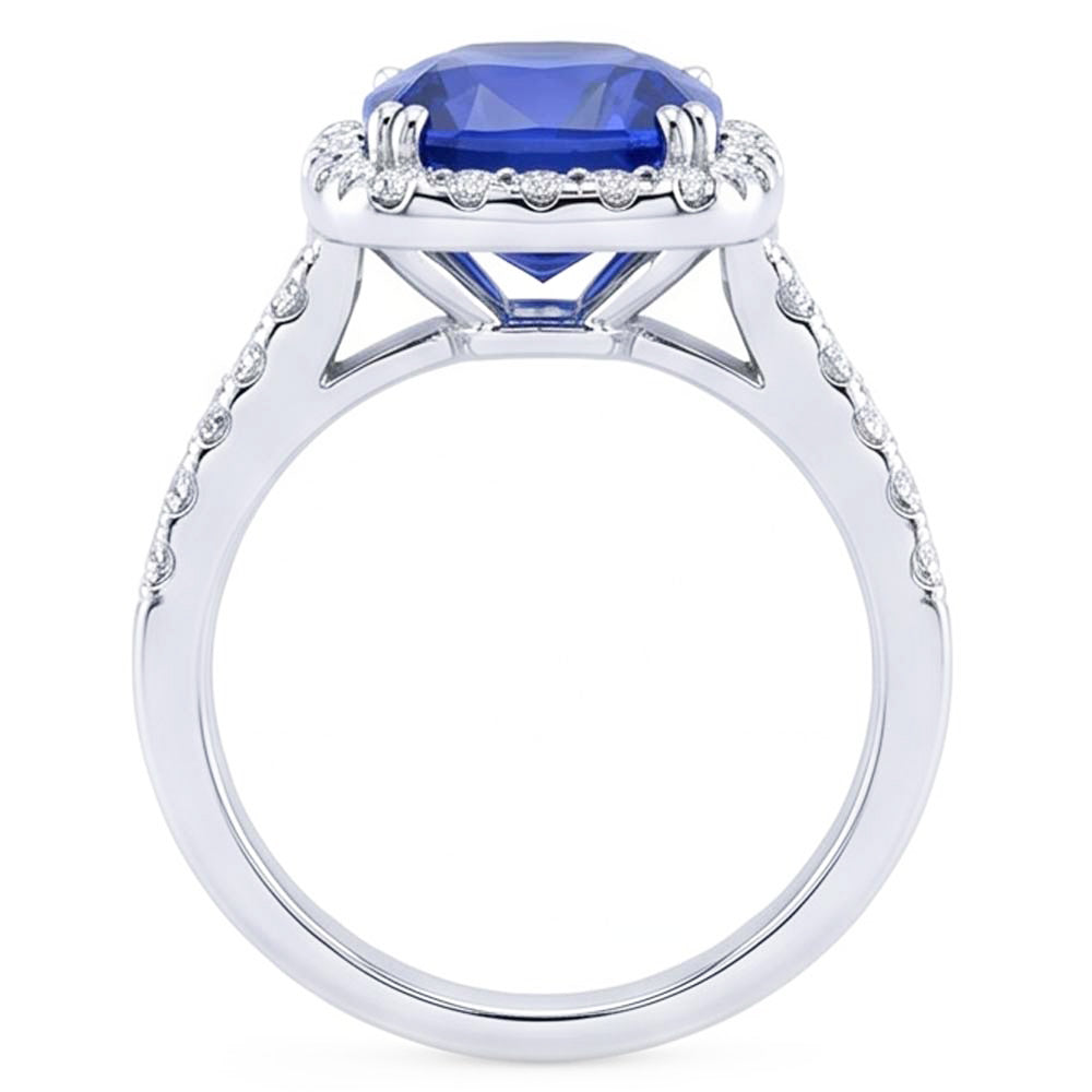 Natural Sapphire Ring 4ct - White Gold 14K