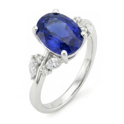 Natural Sapphire Ring 4ct - White Gold 14K