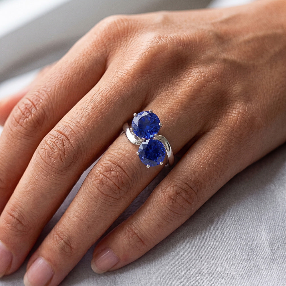 Natural Sapphire Ring 4ct - White Gold 14K