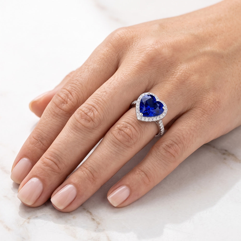 Natural Sapphire Ring 4ct - White Gold 14K