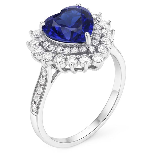 Natural Sapphire Ring 4ct - White Gold