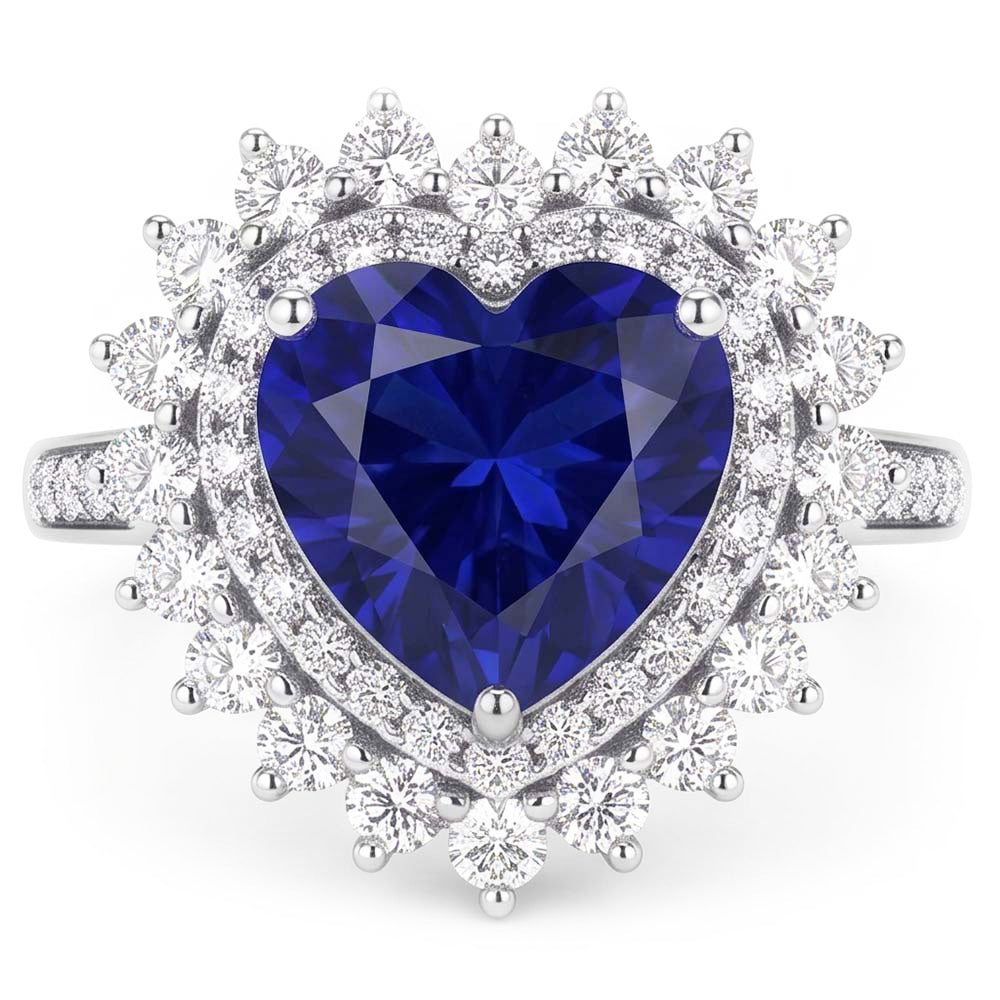 Natural Sapphire Ring 4ct - White Gold