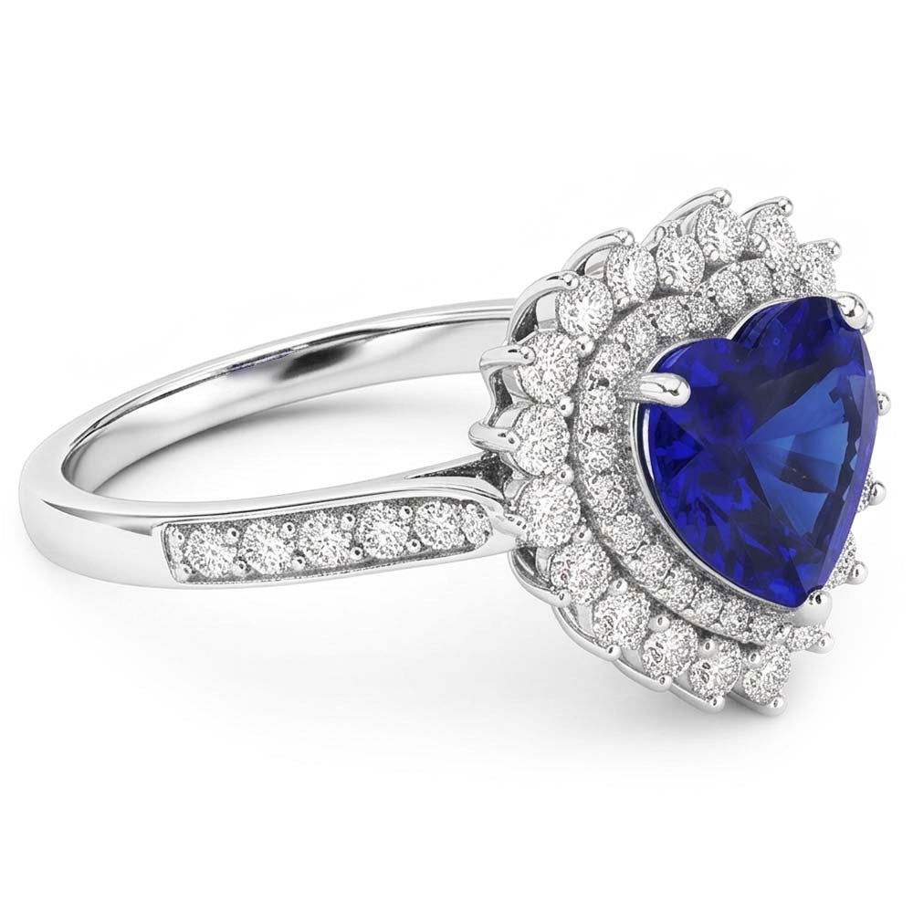 Natural Sapphire Ring 4ct - White Gold