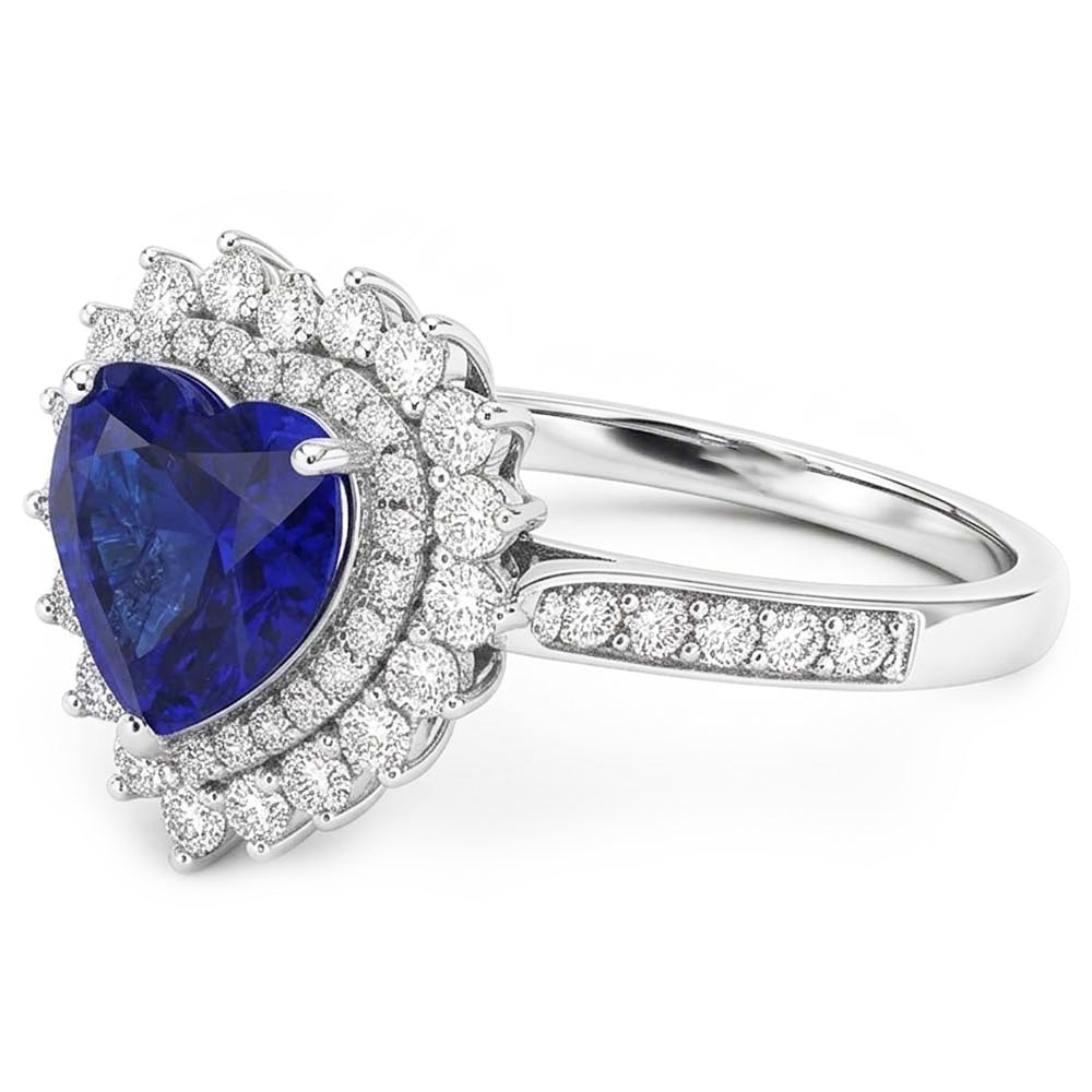 Natural Sapphire Ring 4ct - White Gold