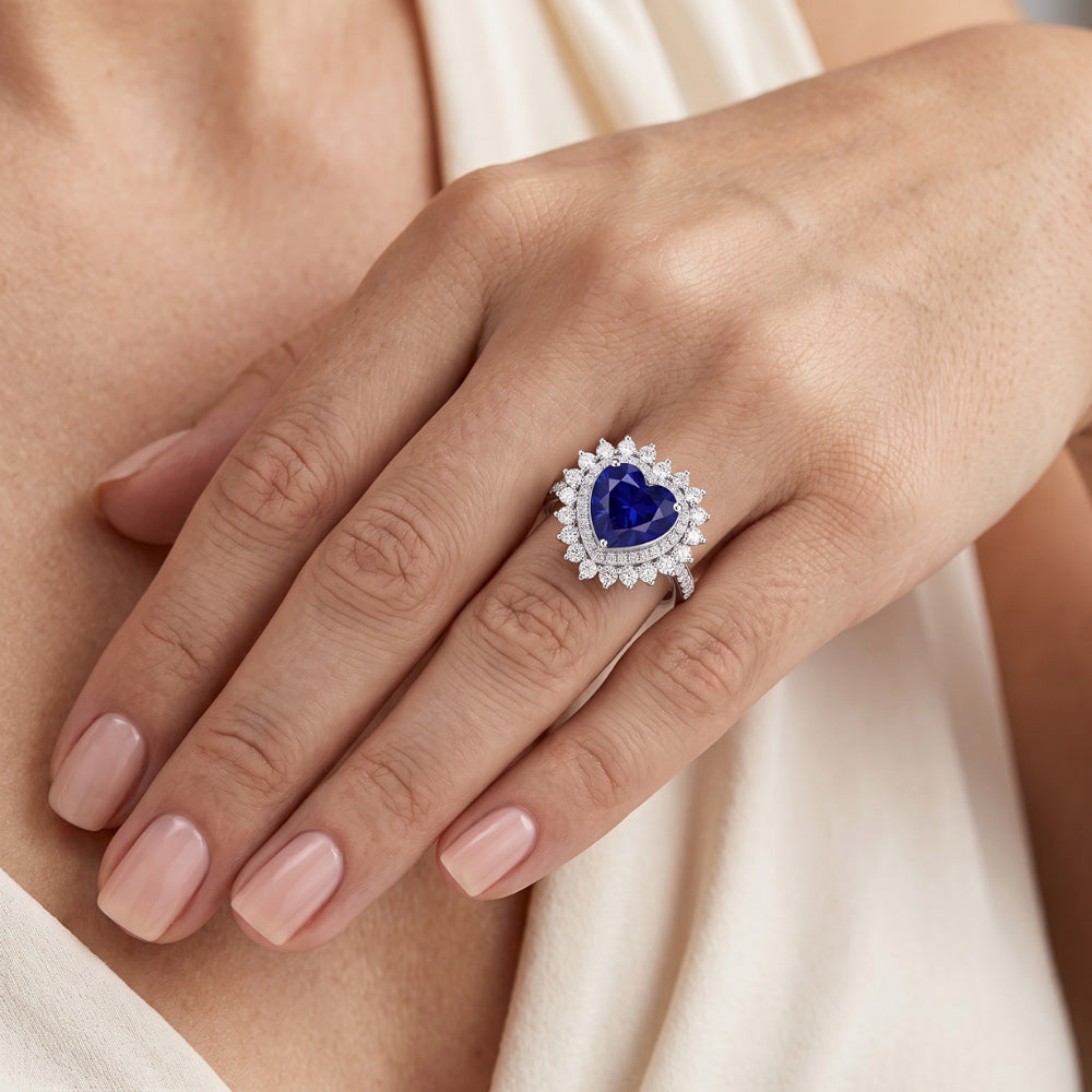 Natural Sapphire Ring 4ct - White Gold