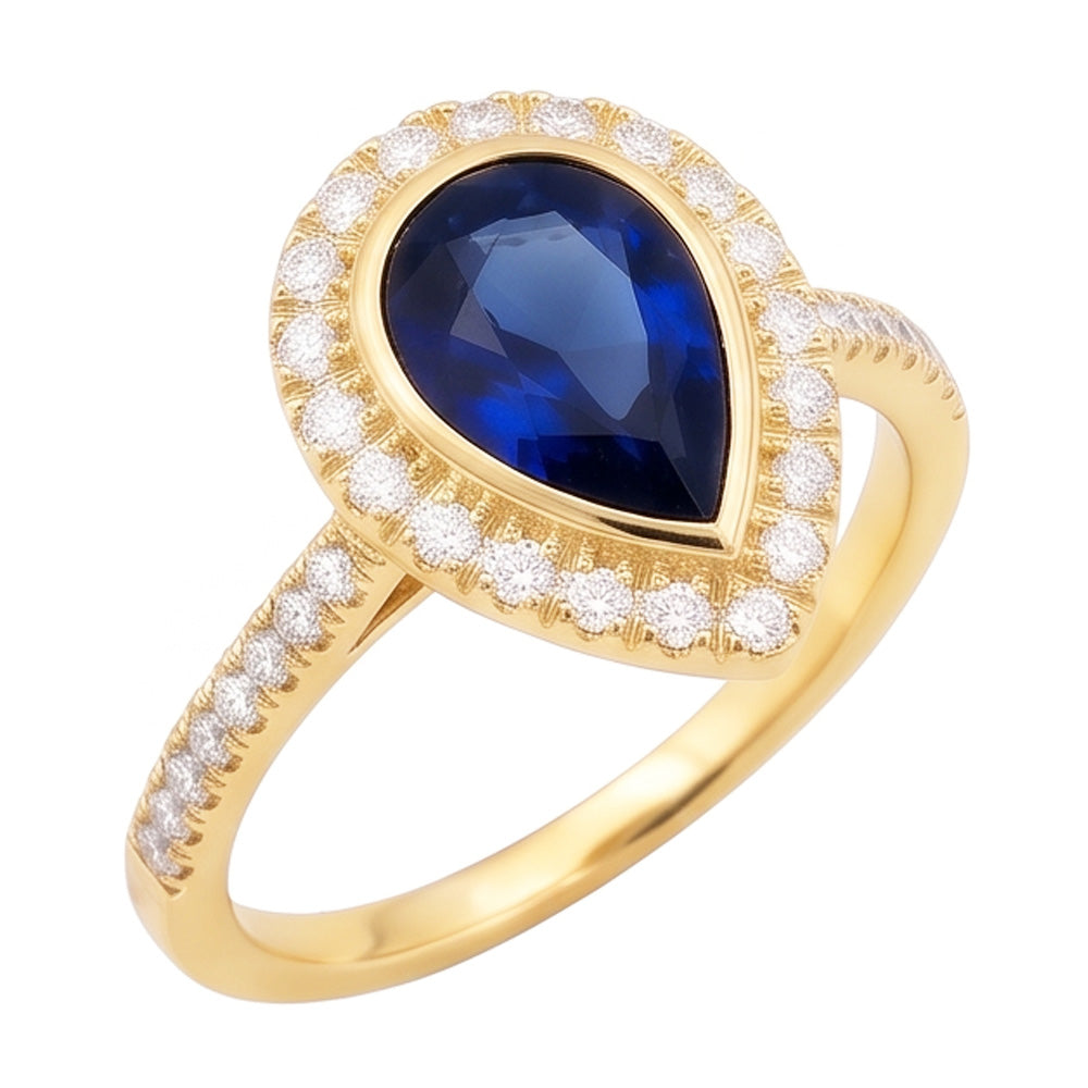 Natural Sapphire Ring 4ct - Yellow Gold 14K