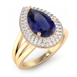 Natural Sapphire Ring 4ct - Yellow Gold 14K