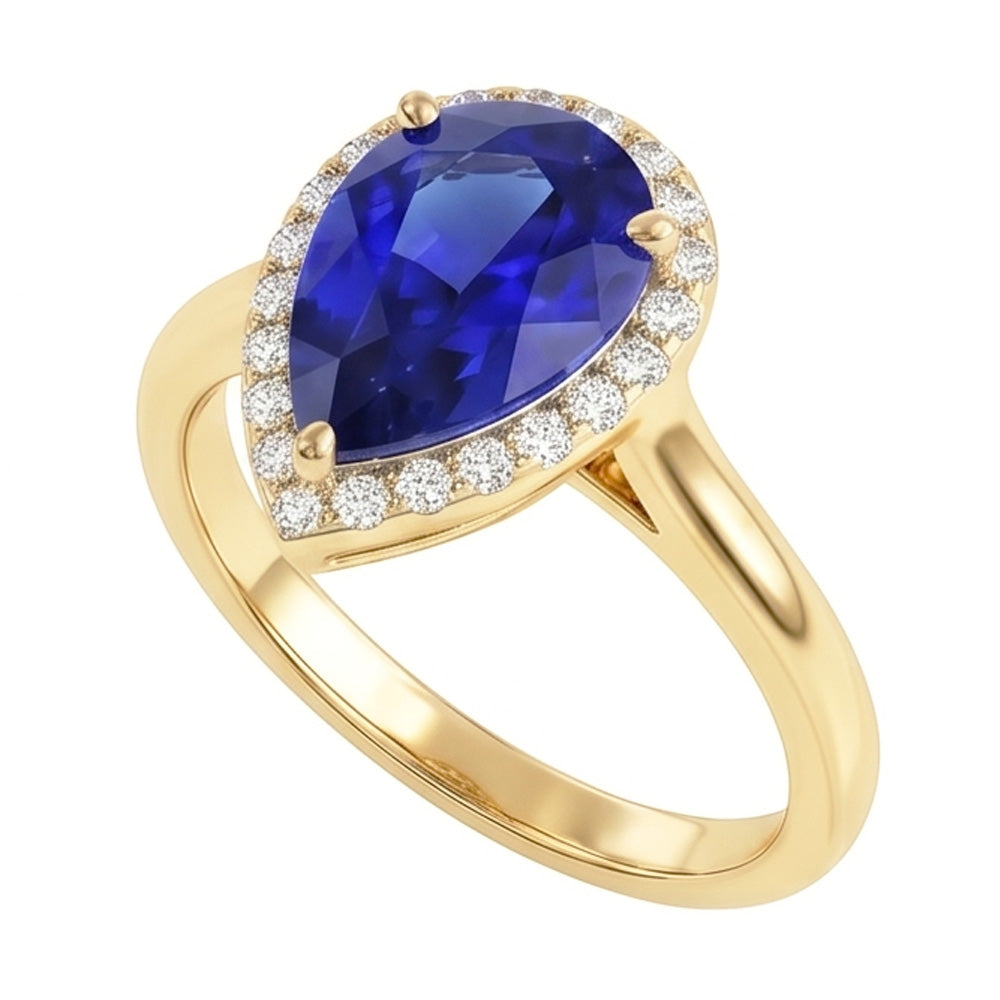 Natural Sapphire Ring 4ct - Yellow Gold 14K