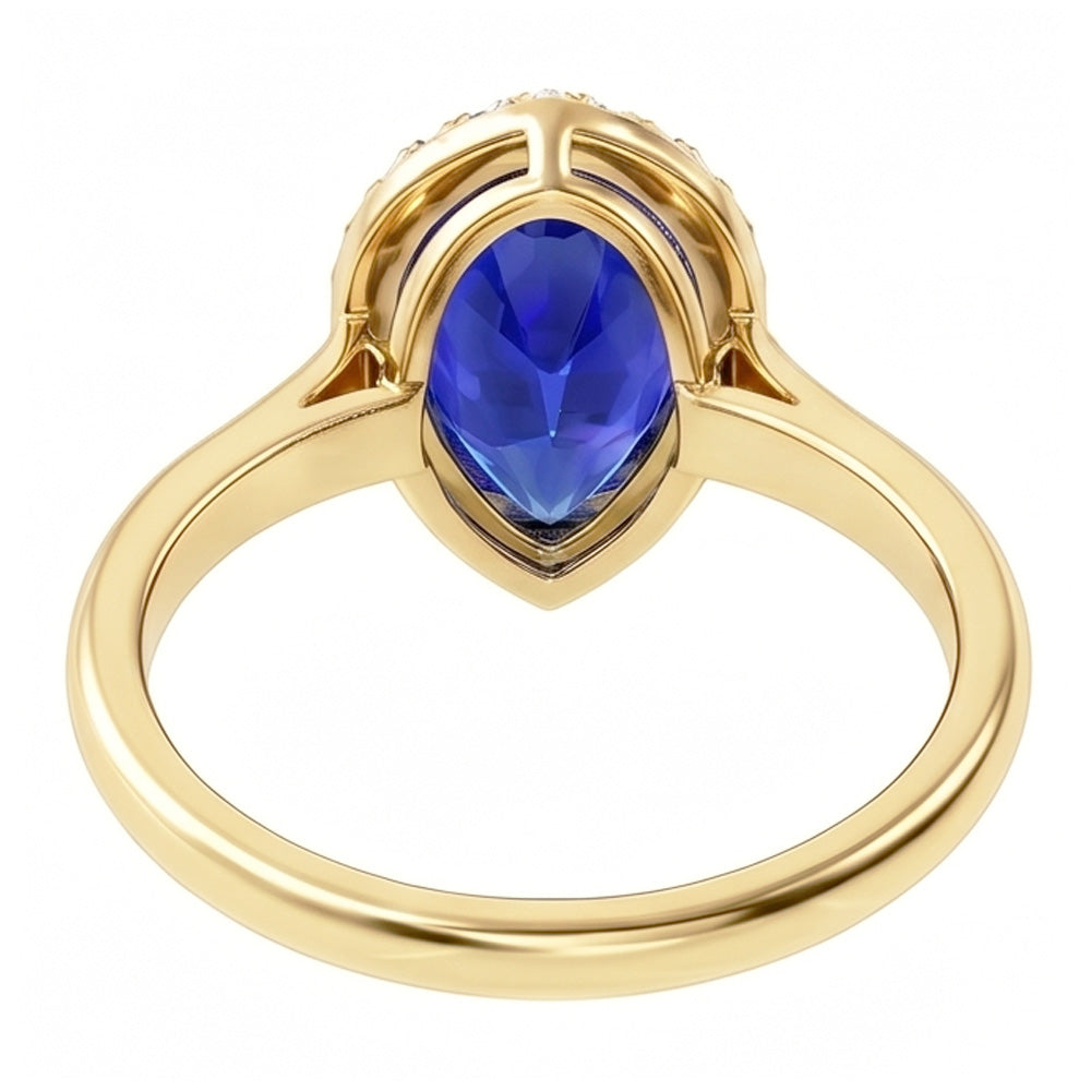 Natural Sapphire Ring 4ct - Yellow Gold 14K