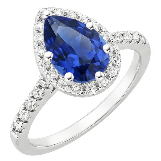 Natural Sapphire Ring 5.25ct - White Gold 14K