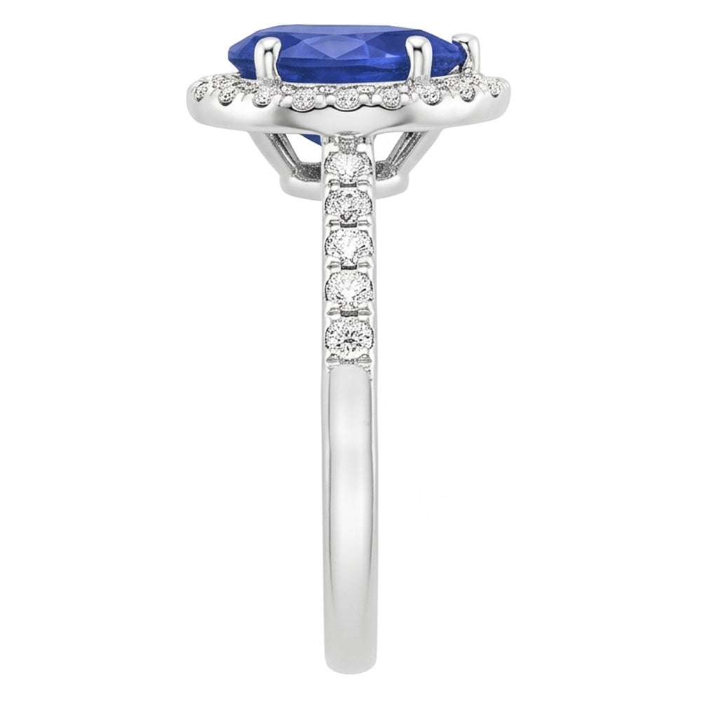 Natural Sapphire Ring 5.25ct - White Gold 14K