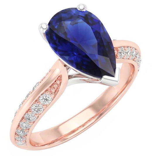 Natural Sapphire Ring 5.50ct - Two Tone 14K Gold