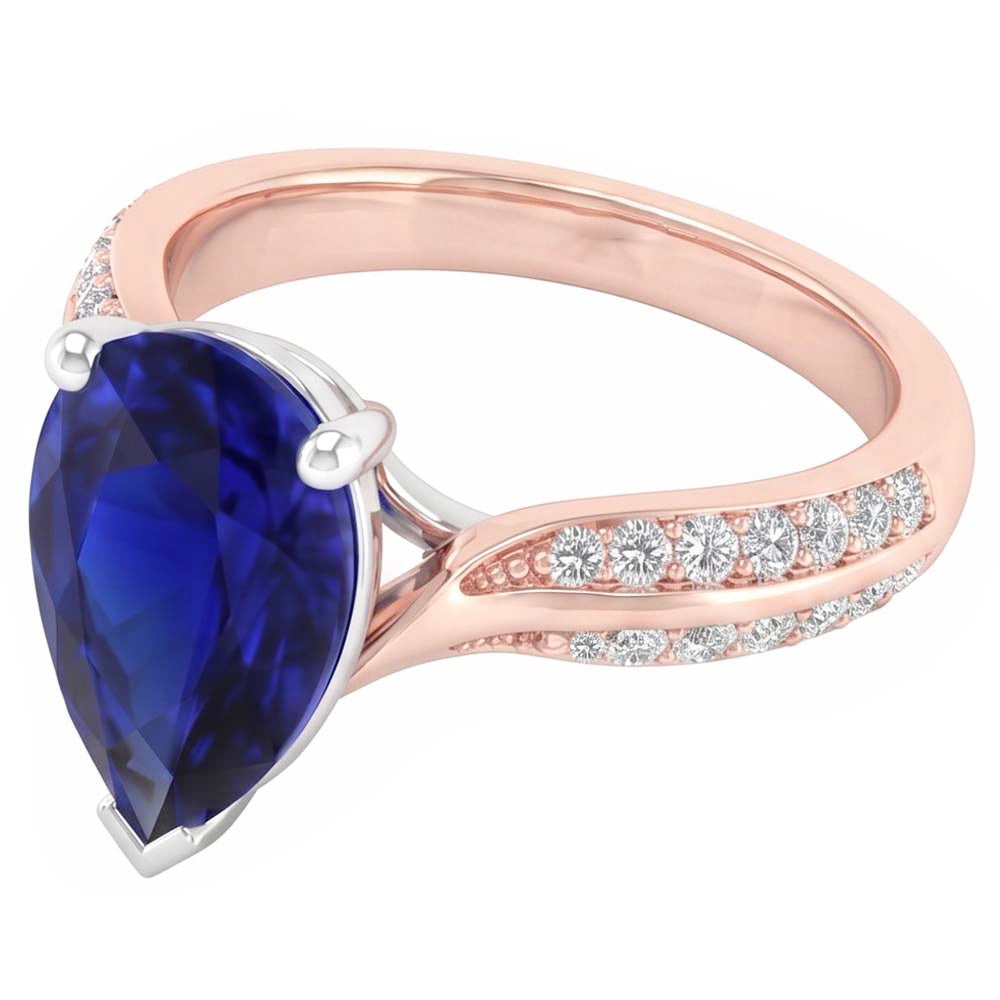 Natural Sapphire Ring 5.50ct - Two Tone 14K Gold