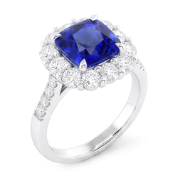 Natural Sapphire Ring 5.50ct - White Gold 14K