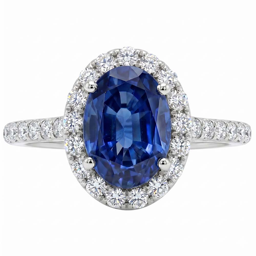 Natural Sapphire Ring 5.50ct - White Gold 14K