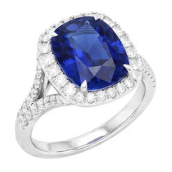 Natural Sapphire Ring 5.50ct - White Gold 14K