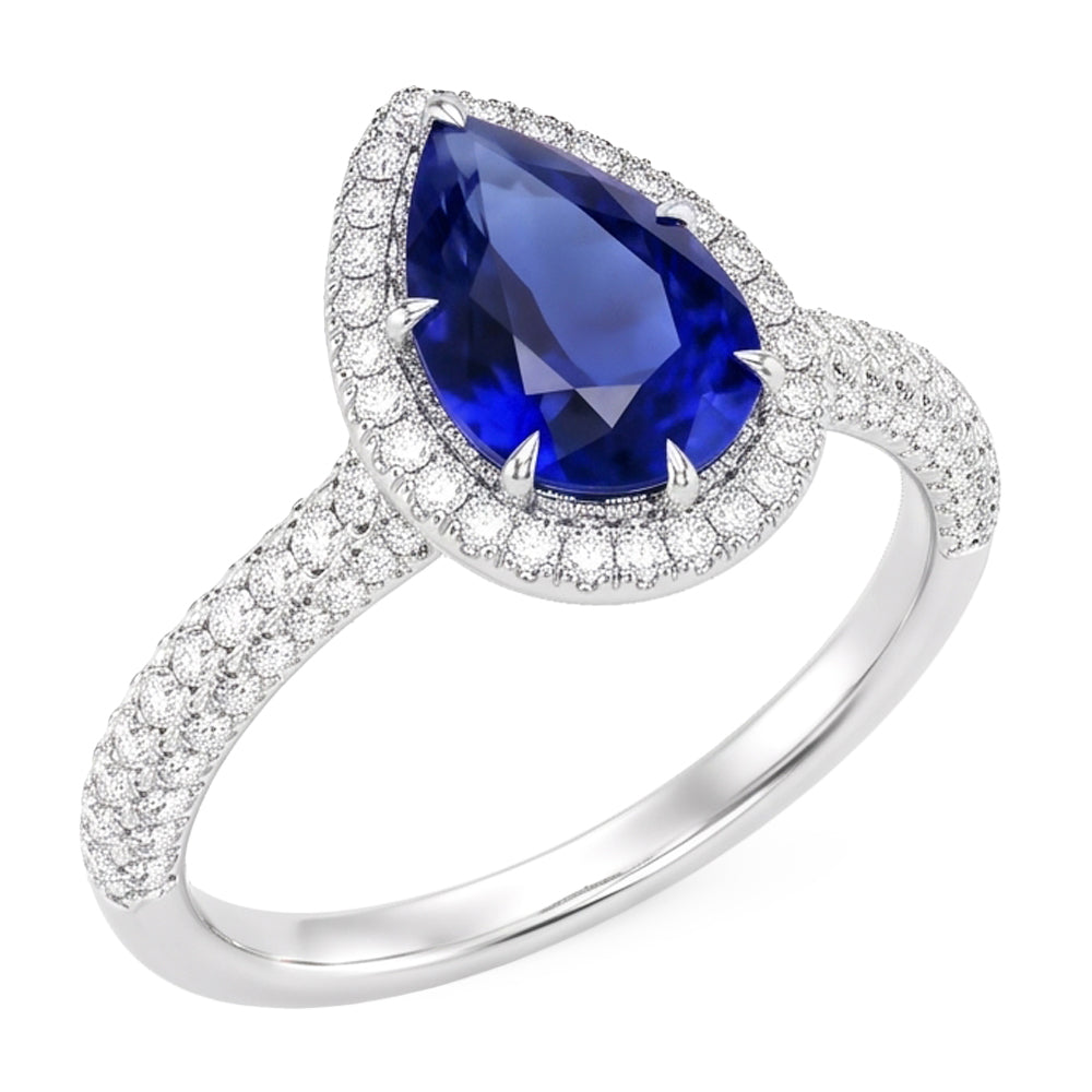 Natural Sapphire Ring 5.50ct - White Gold 14K