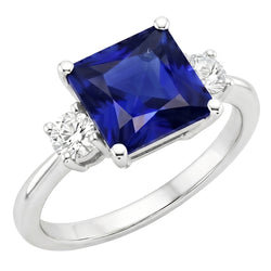 Natural Sapphire Ring 5.50ct - White Gold 14K