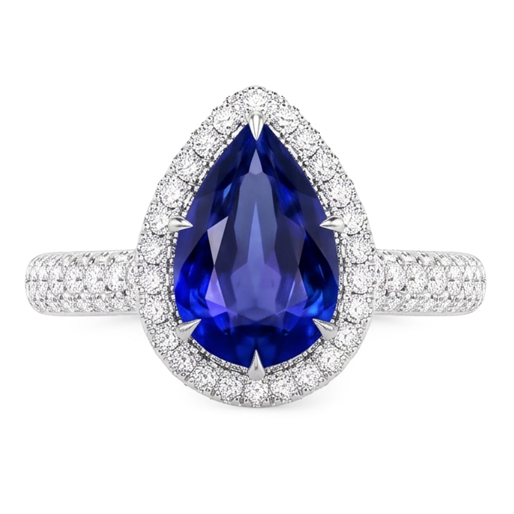 Natural Sapphire Ring 5.50ct - White Gold 14K