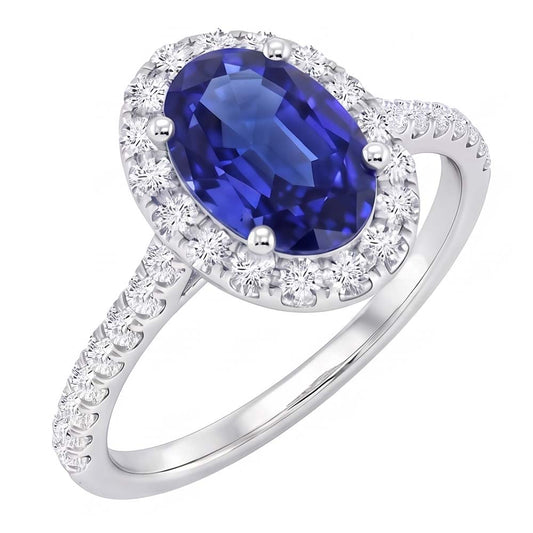 Natural Sapphire Ring 5.50ct - White Gold 14K