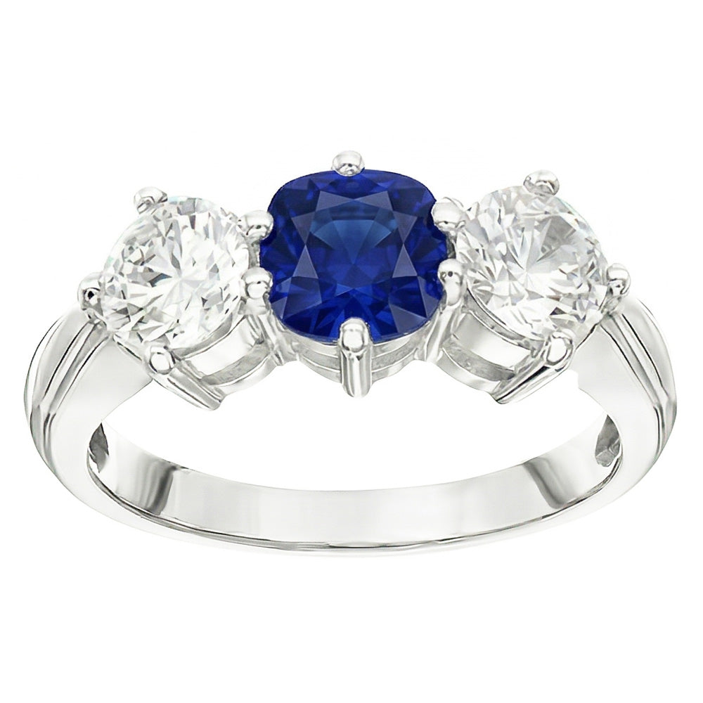 Natural Sapphire Ring 5.50ct - White Gold 14K