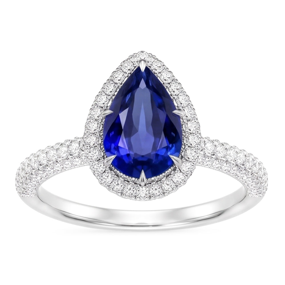 Natural Sapphire Ring 5.50ct - White Gold 14K