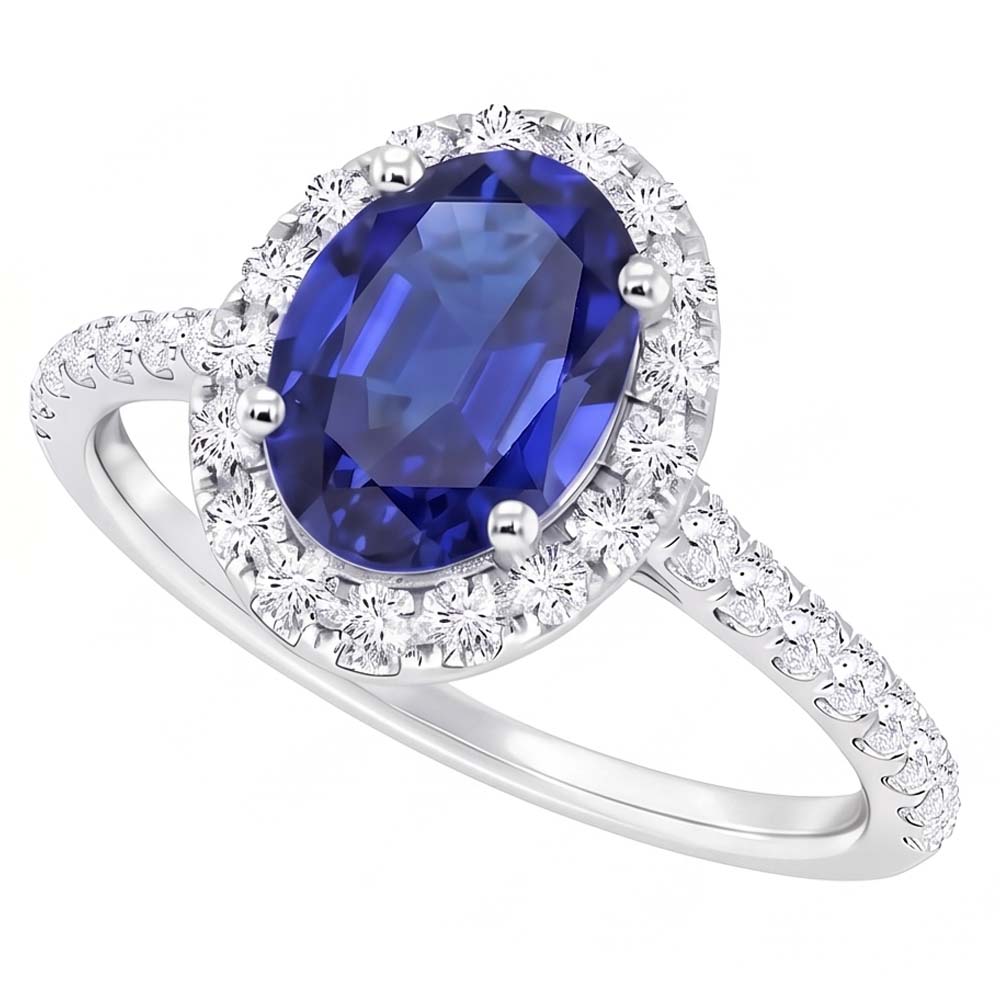 Natural Sapphire Ring 5.50ct - White Gold 14K