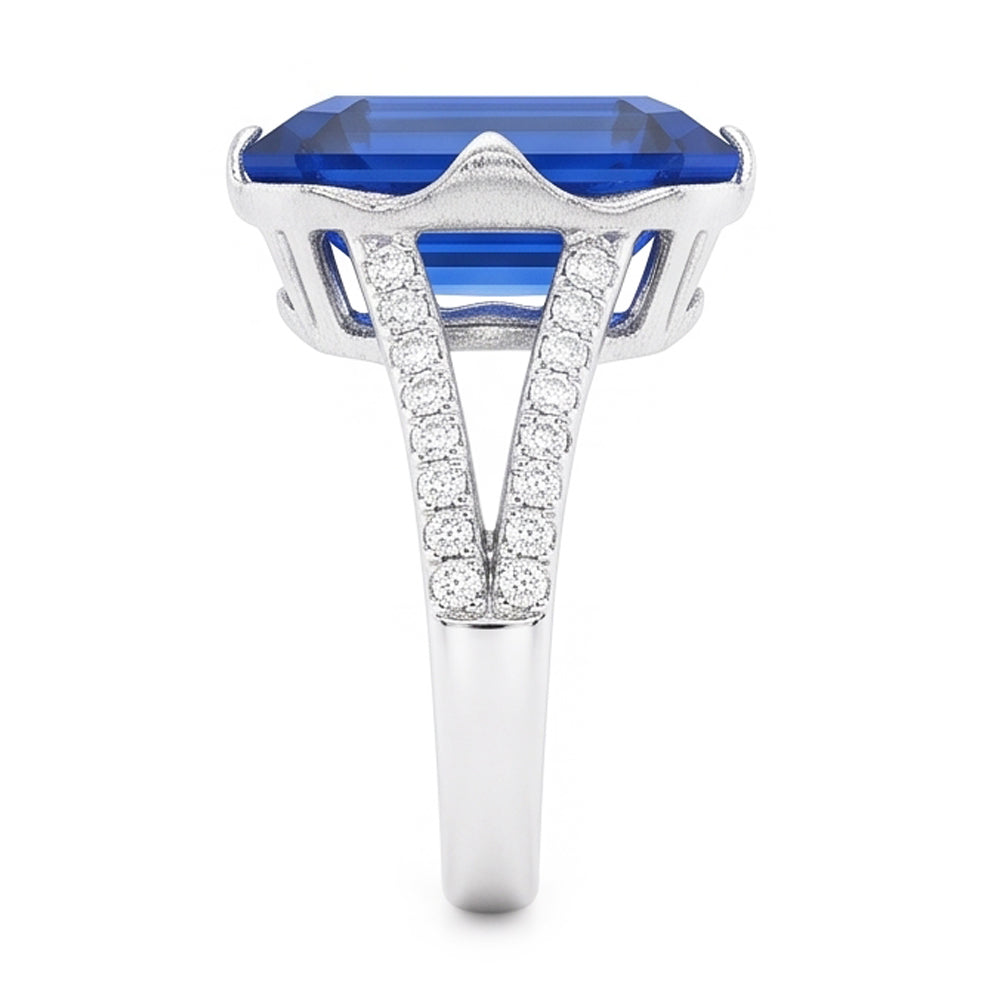 Natural Sapphire Ring 5.50ct - White Gold 14K