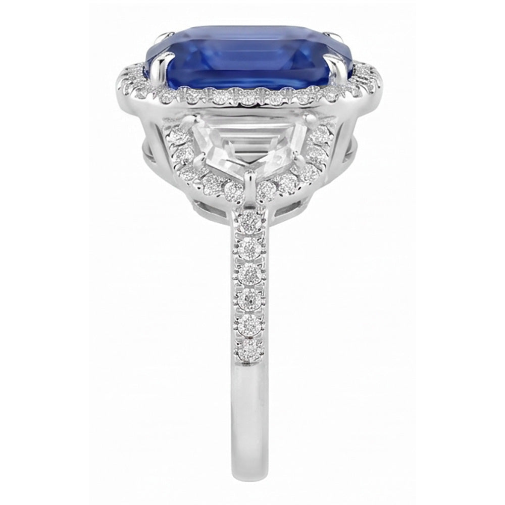 Natural Sapphire Ring 5.50ct - White Gold 14K