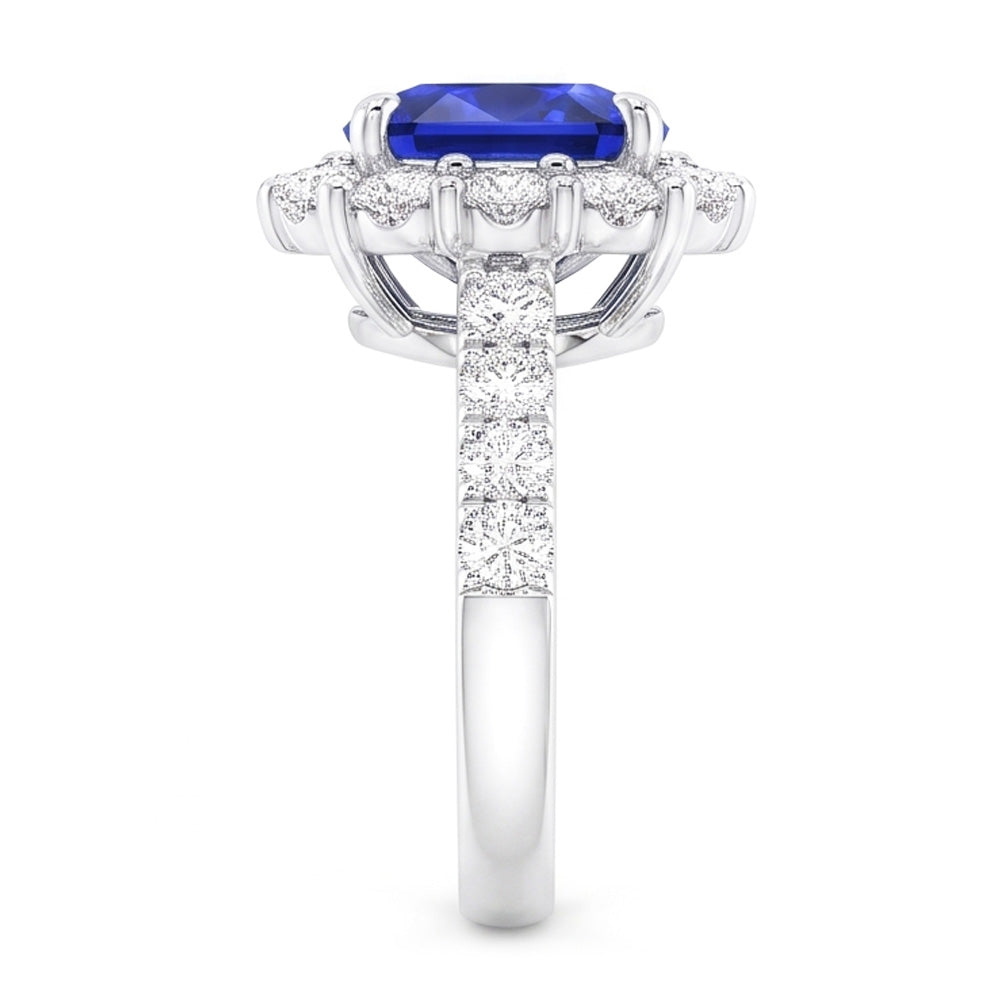 Natural Sapphire Ring 5.50ct - White Gold 14K