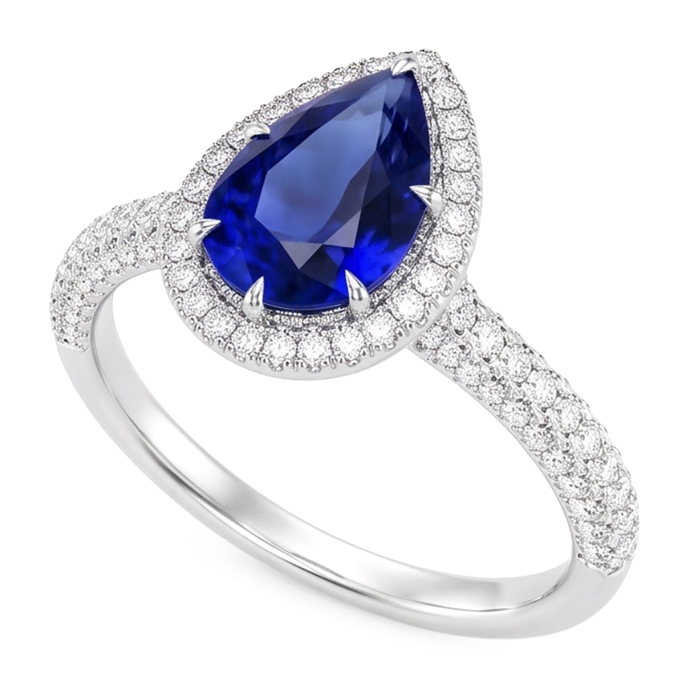 Natural Sapphire Ring 5.50ct - White Gold 14K