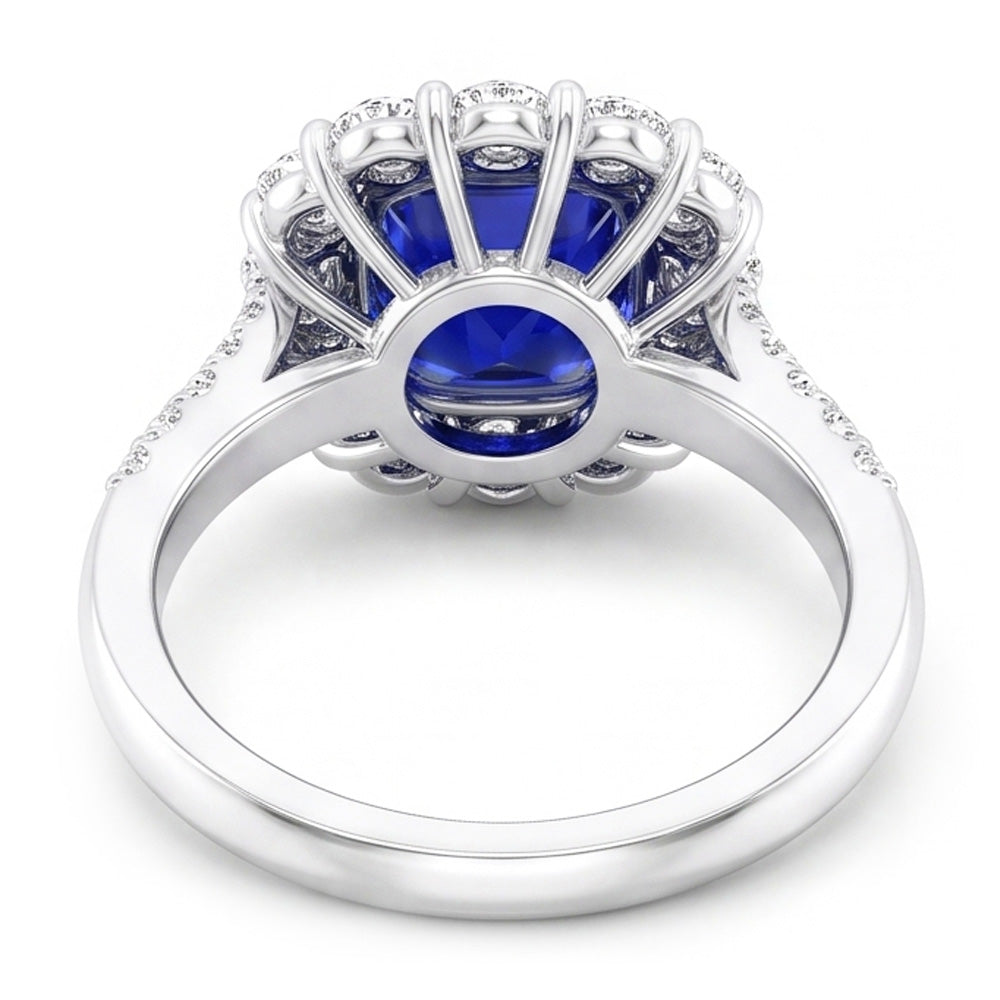 Natural Sapphire Ring 5.50ct - White Gold 14K