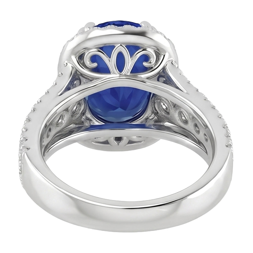 Natural Sapphire Ring 5.70ct - White Gold 14K