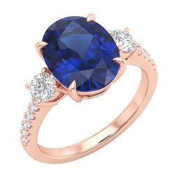 Natural Sapphire Ring 5ct - Rose Gold 14K