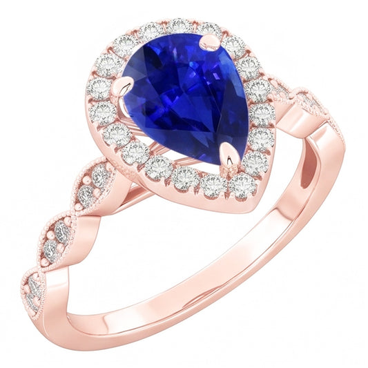 Natural Sapphire Ring 5ct - Rose Gold 14K