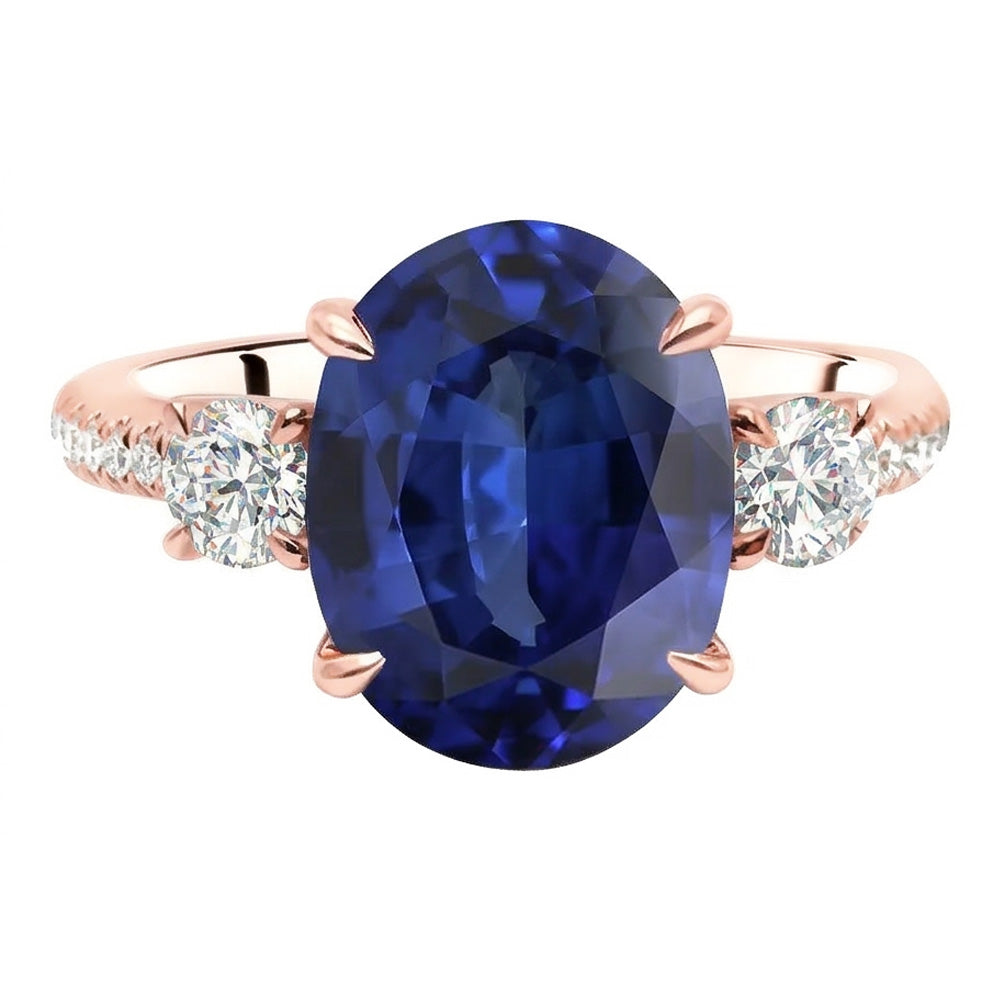 Natural Sapphire Ring 5ct - Rose Gold 14K