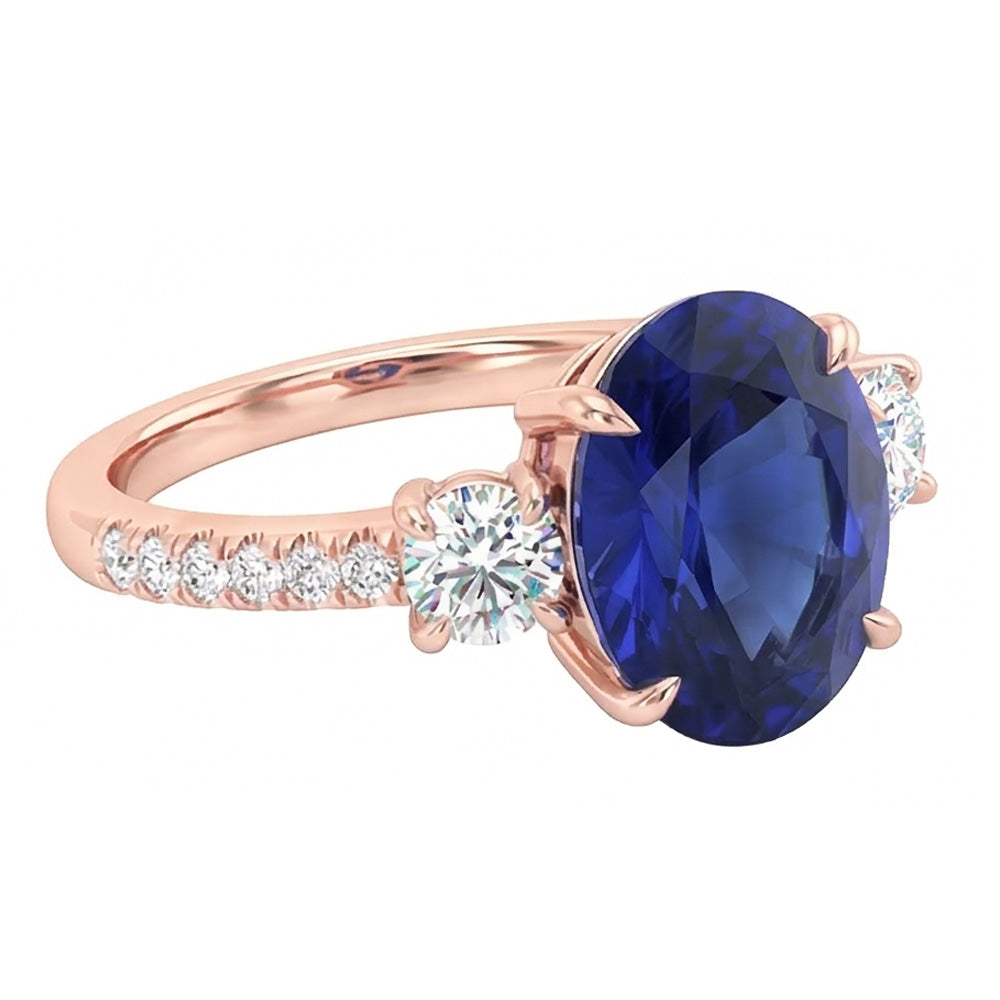 Natural Sapphire Ring 5ct - Rose Gold 14K