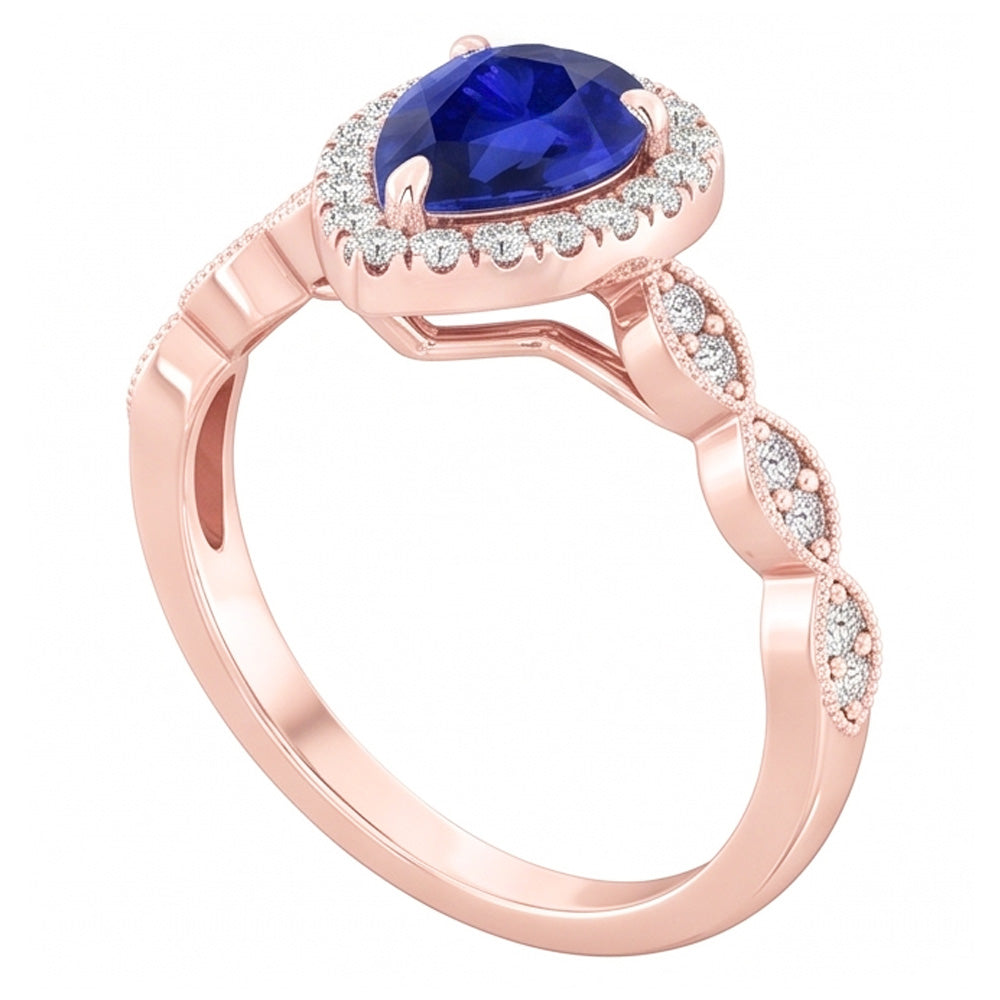Natural Sapphire Ring 5ct - Rose Gold 14K
