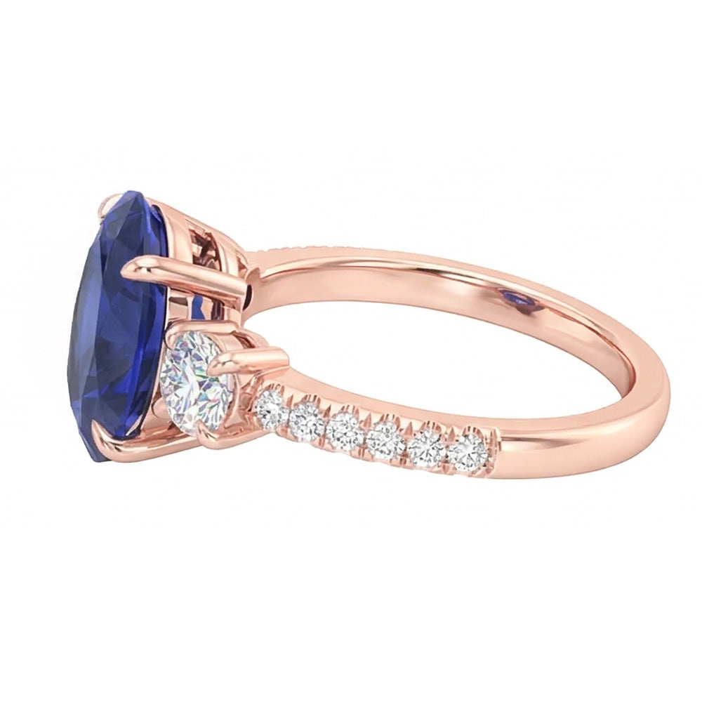 Natural Sapphire Ring 5ct - Rose Gold 14K