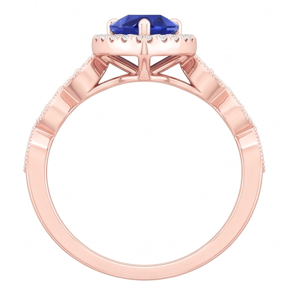 Natural Sapphire Ring 5ct - Rose Gold 14K