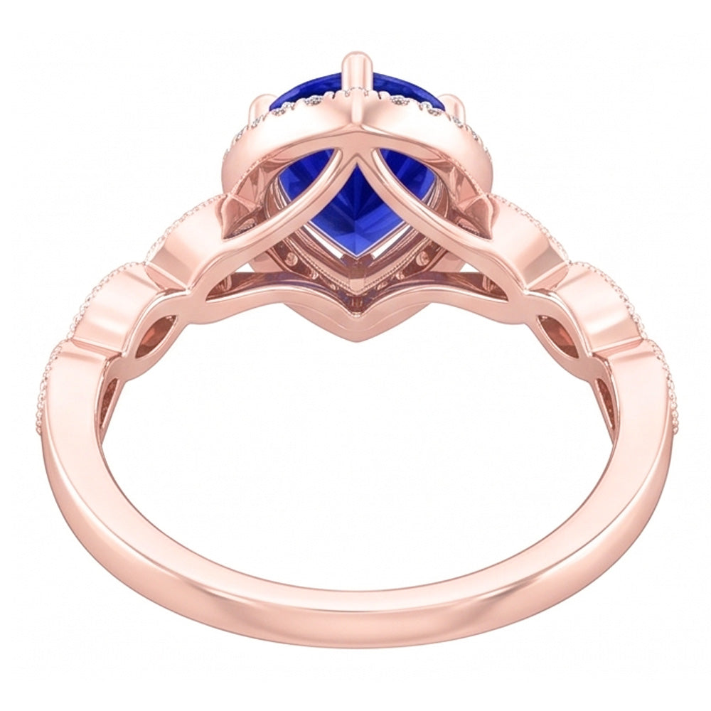 Natural Sapphire Ring 5ct - Rose Gold 14K