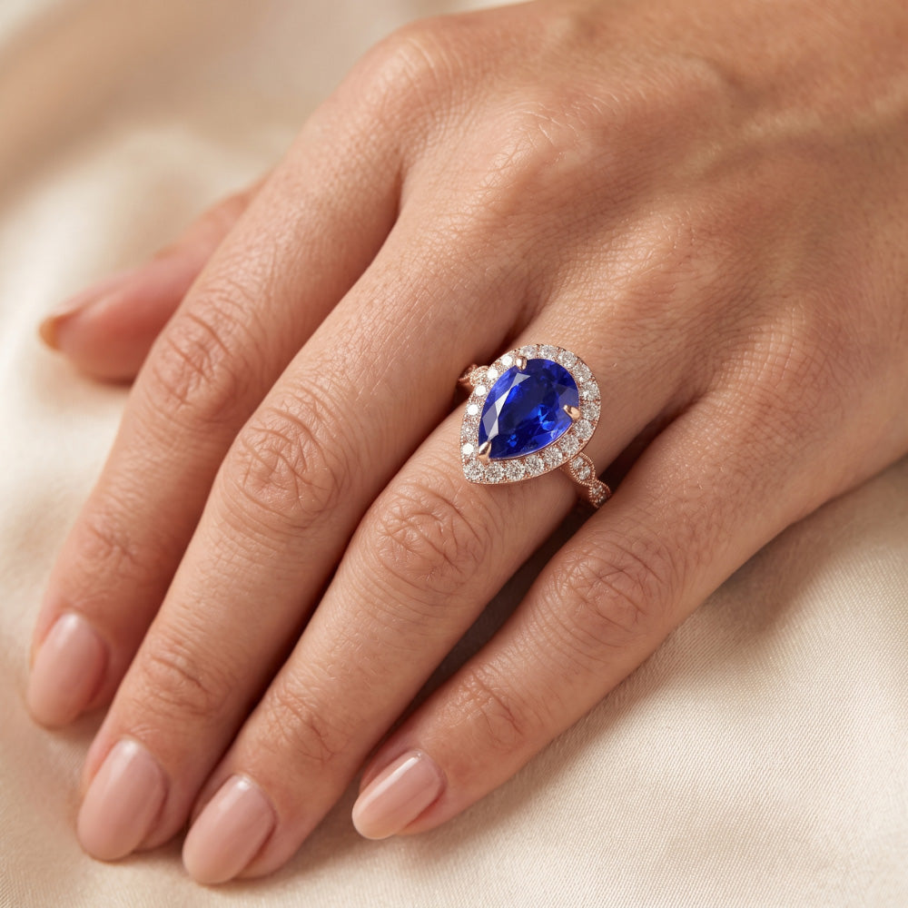 Natural Sapphire Ring 5ct - Rose Gold 14K