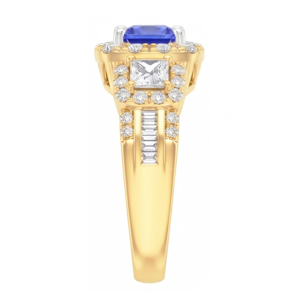 Natural Sapphire Ring 5ct - Two Tone 14K Gold