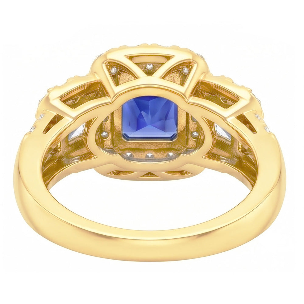 Natural Sapphire Ring 5ct - Two Tone 14K Gold