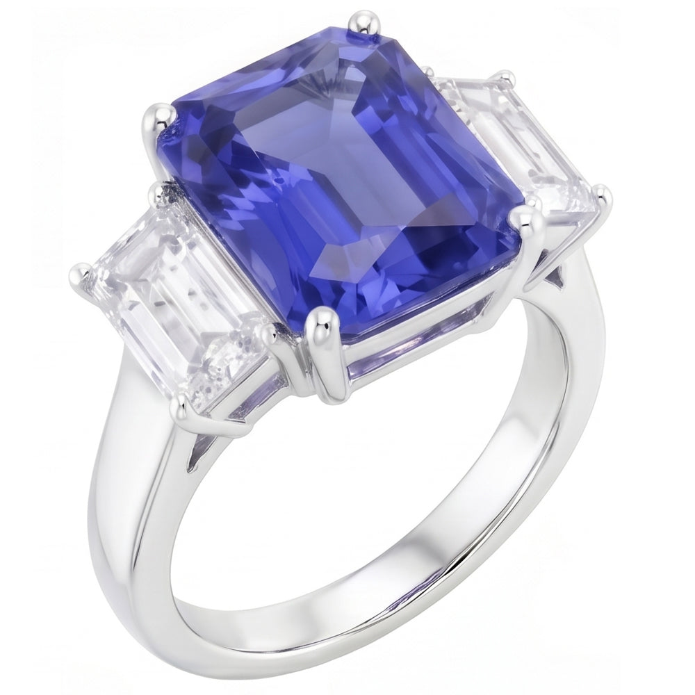 Natural Sapphire Ring 5ct - White Gold 14K