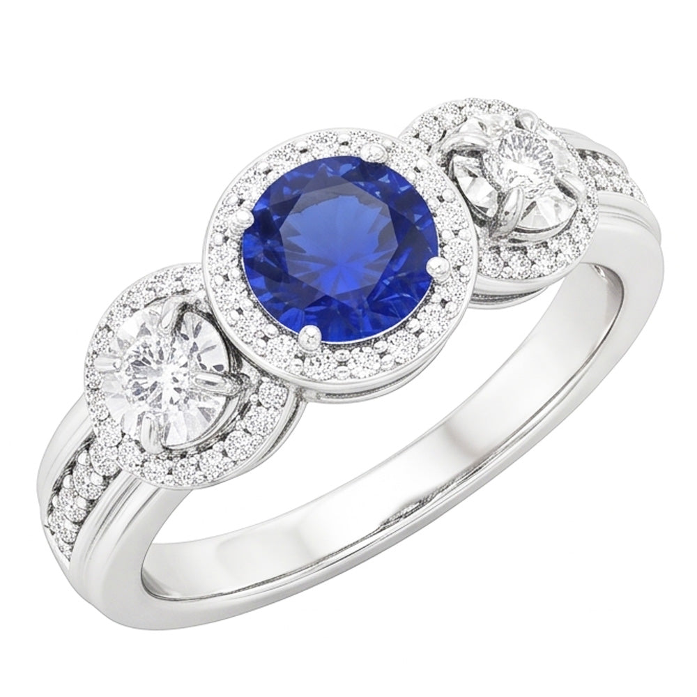 Natural Sapphire Ring 5ct - White Gold 14K