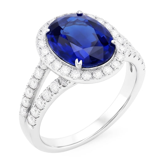 Natural Sapphire Ring 5ct - White Gold 14K