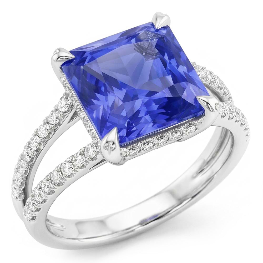 Natural Sapphire Ring 5ct - White Gold 14K